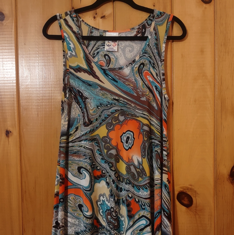 India Boutique Asymmetrical Dress in Multicolor Paisley